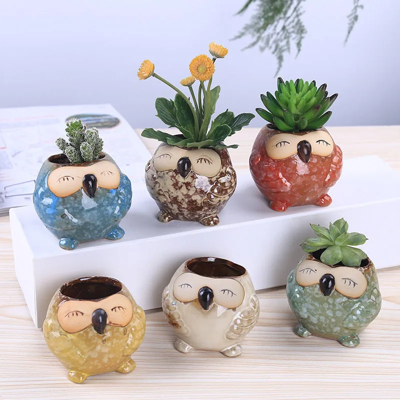 Bonsai Garden Wall - Mini Vaso de Cerâmica Coruja para