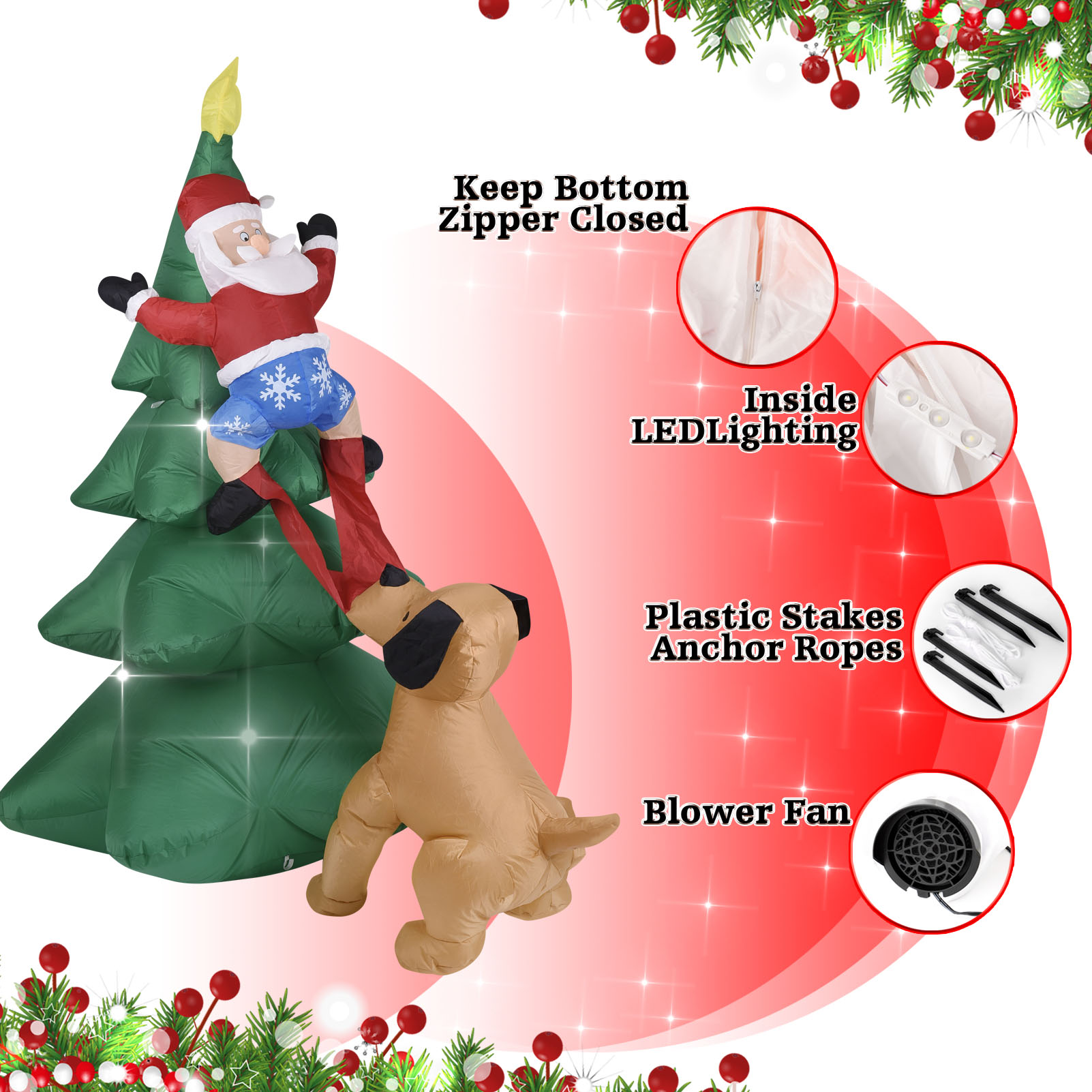 Cão inflável de natal com árvo - Bonsai Garden Tree avaliação e preço